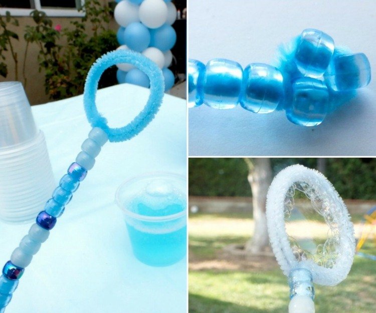 ice queen-tinker-wand-tvål-bubbla-form-plysch-wire-pipe rengöringspärlor