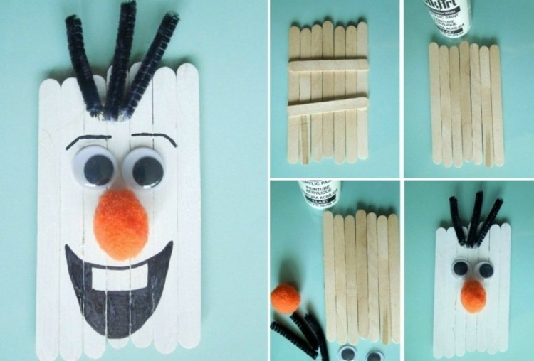 ice queen-tinker-olaf-make-glass-sticks-recycle-paint-face-instructions