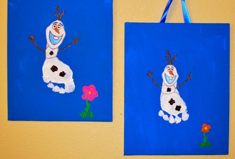 ice queen-tinker-footprint-olaf-white-color-canvas