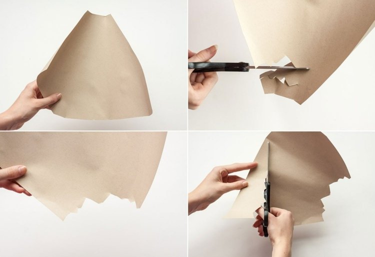 Forma en tratt av papper och klipp av trasiga kanter