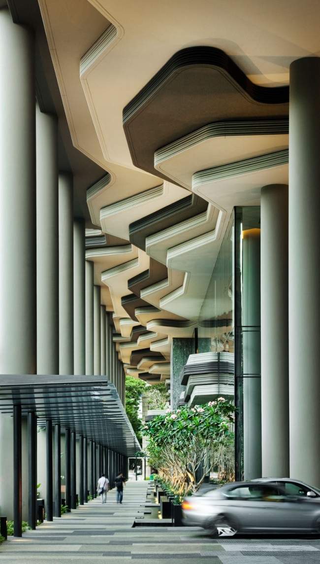 hotel kolonnen parkroyal hotelldesign i singapore