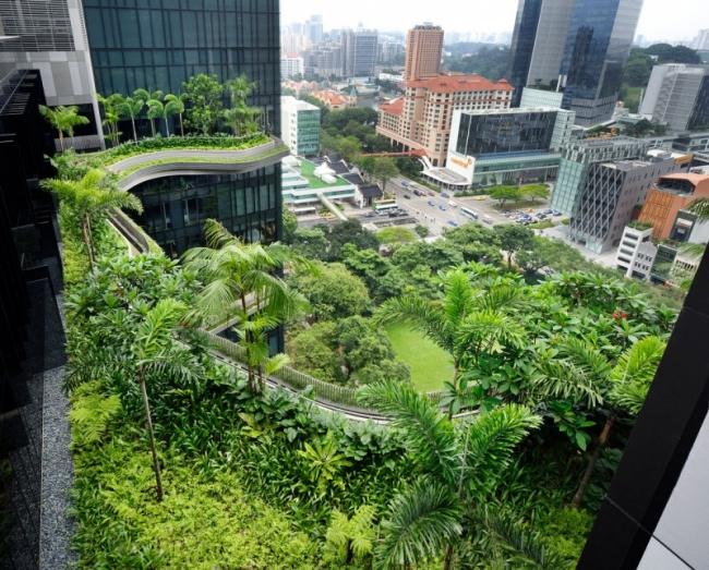 takterrass exotisk parkroyal hotelldesign i singapore